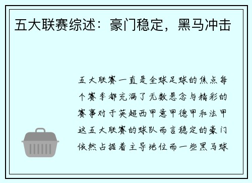 五大联赛综述：豪门稳定，黑马冲击
